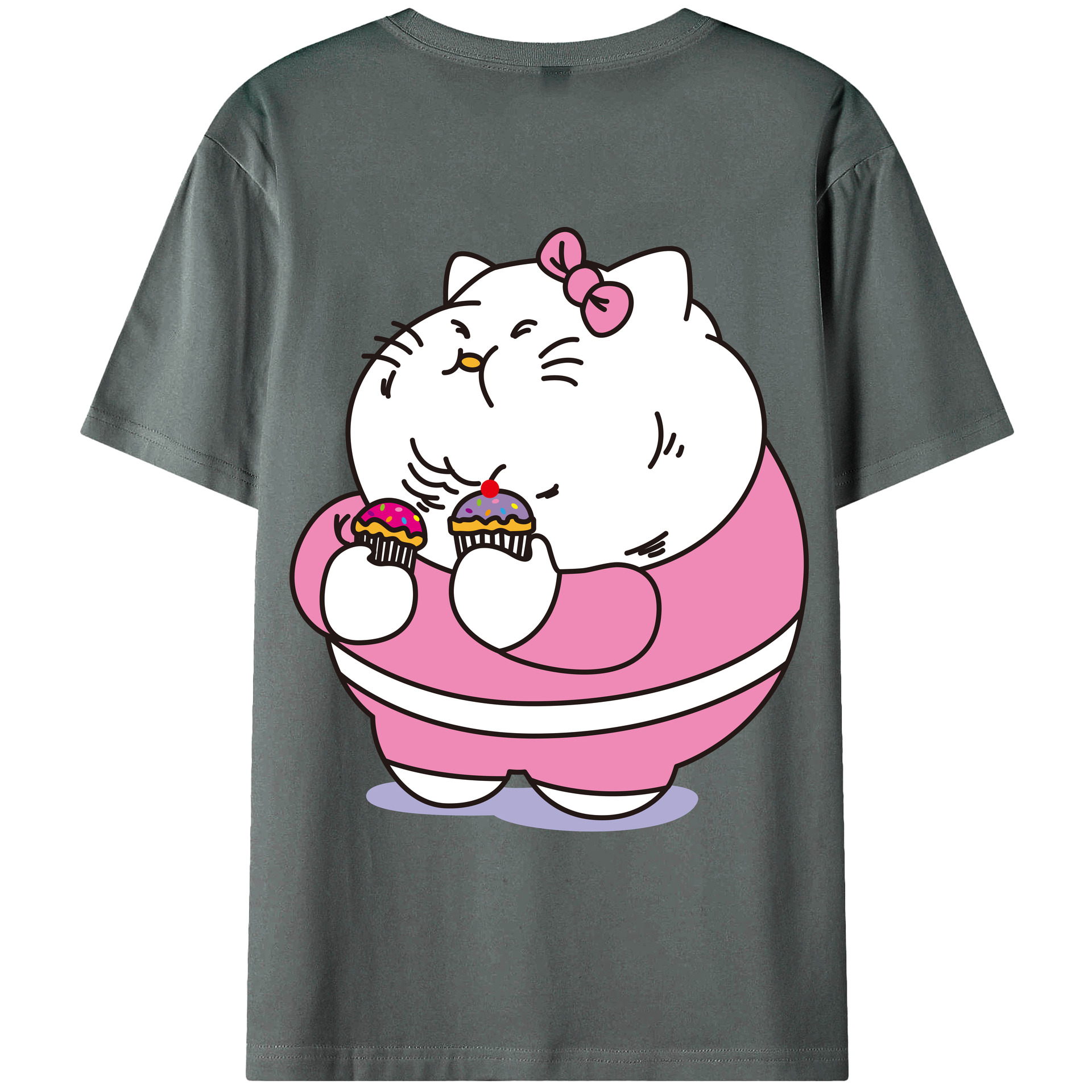 （画像用） Hello Kitty ハローキティ 綿100％ メンズ半袖Tシャツ（バックプリント） 通気性